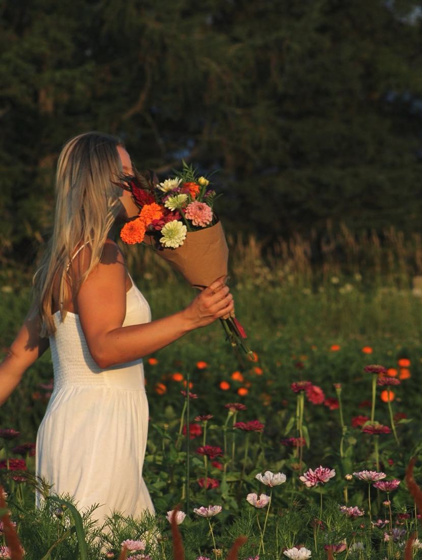 Bouquet de fleurs au coucher du soleil